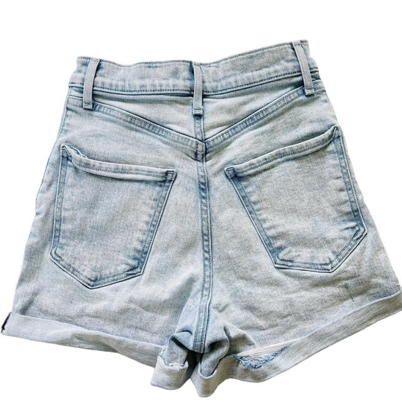 Express Light Wash Denim Mom Shorts Shortie Super High Rise 00 - Picture 2 of 4
